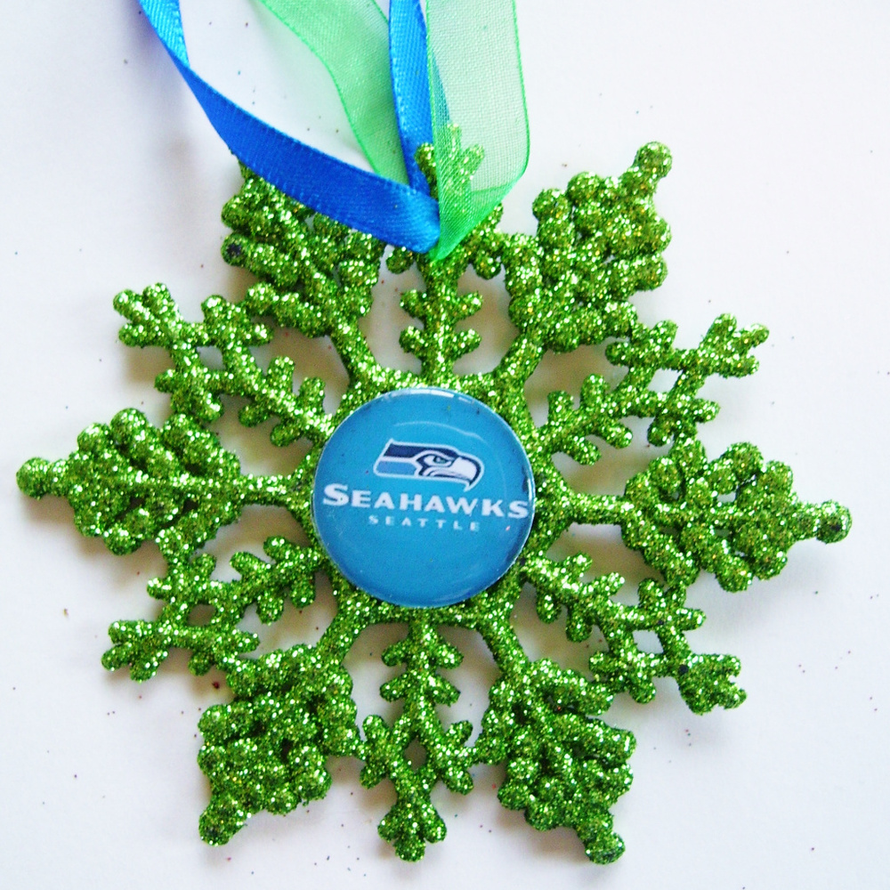 Seattle SEAHAWKS Handmade Football Snowflake